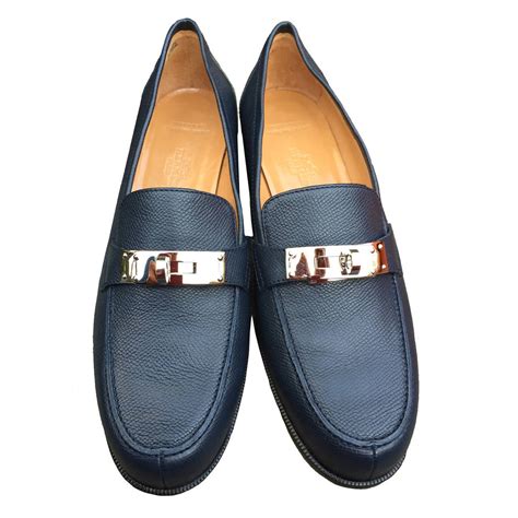 navy blue hermes loafers|Blue .